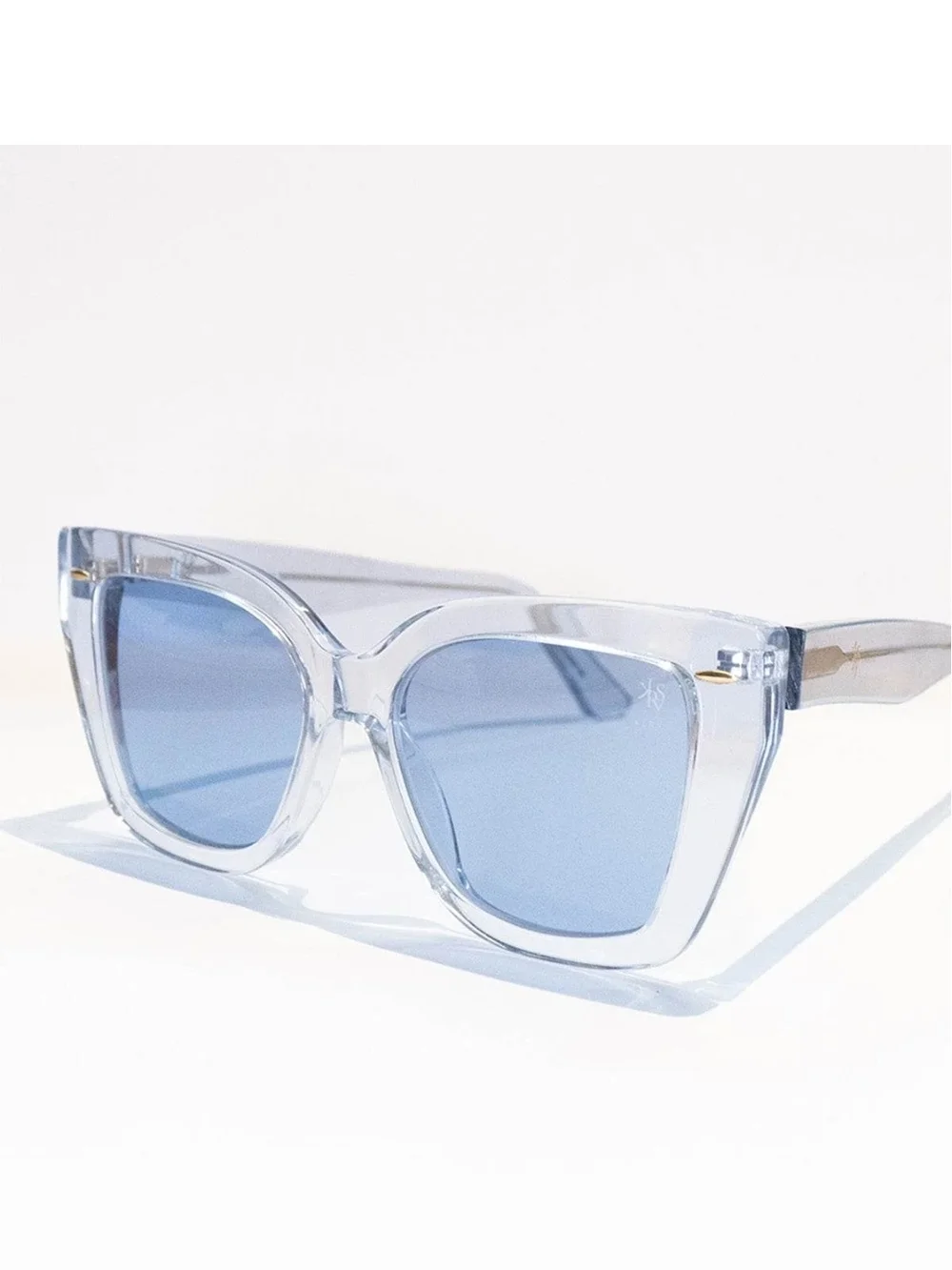 Clear Frame Women's Sunglasses with Blue-Tinted Lenses